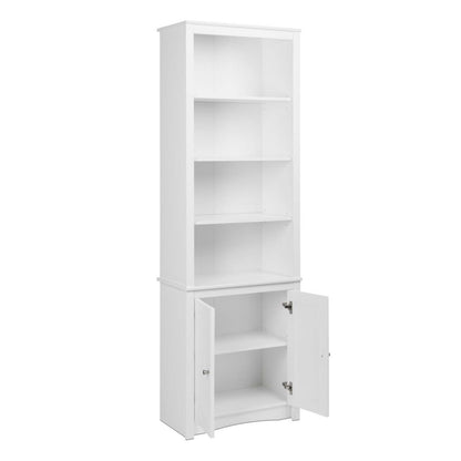 Bibliothèque haute avec deux portes Shaker - Blanc|Bibliothèque haute avec 2 portes de style Shaker - blanche