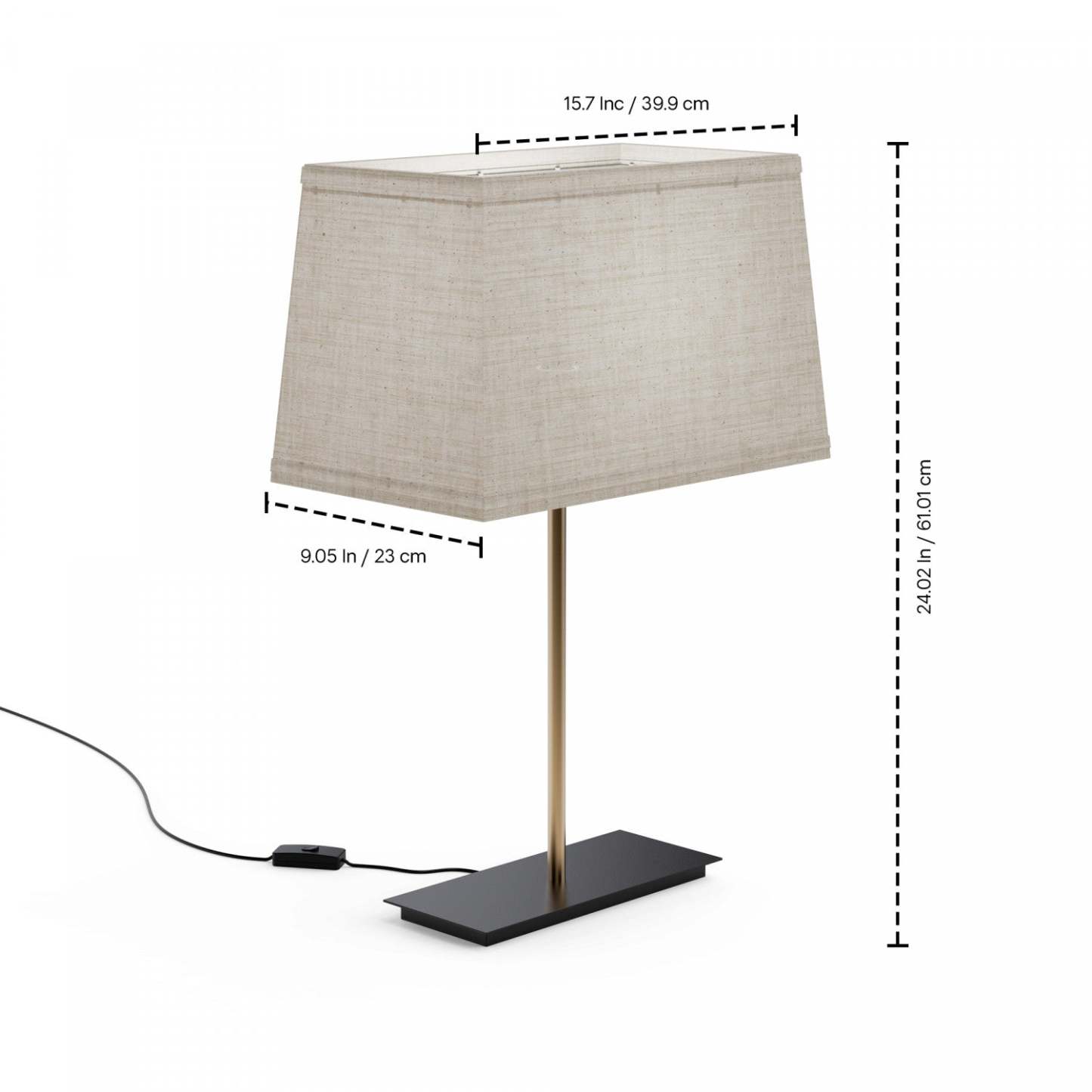 Lampe de table carrée classique dorée 24 avec abat-jour texturé | Lampe de table carrée classique dorée de 24 po avec abat-jour texturé