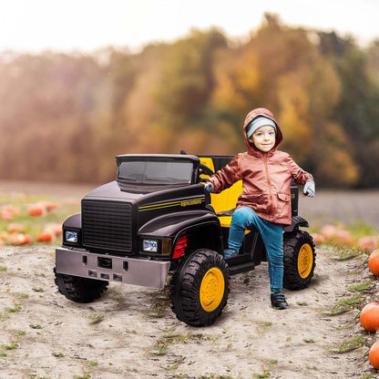 Aosom Tracteur À Deux Places Pour Enfants Avec Godet Détachable, 12v Alimenté Par Batterie, Camion De Ferme À Conduite Avec P|Aosom Tracteur À Deux Places Pour Enfants Avec Godet Détachable, 12v Avec Controle Parental, 2 Vites
