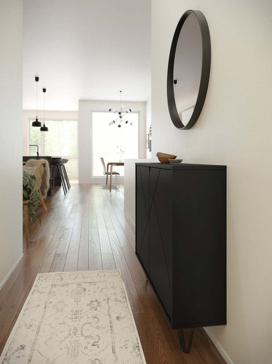 Nordika Armoire d'appoint mince à 2 portes - Noir | Armoire décorative mince Slim Nordika à 2 portes - noire | D08HTD7S