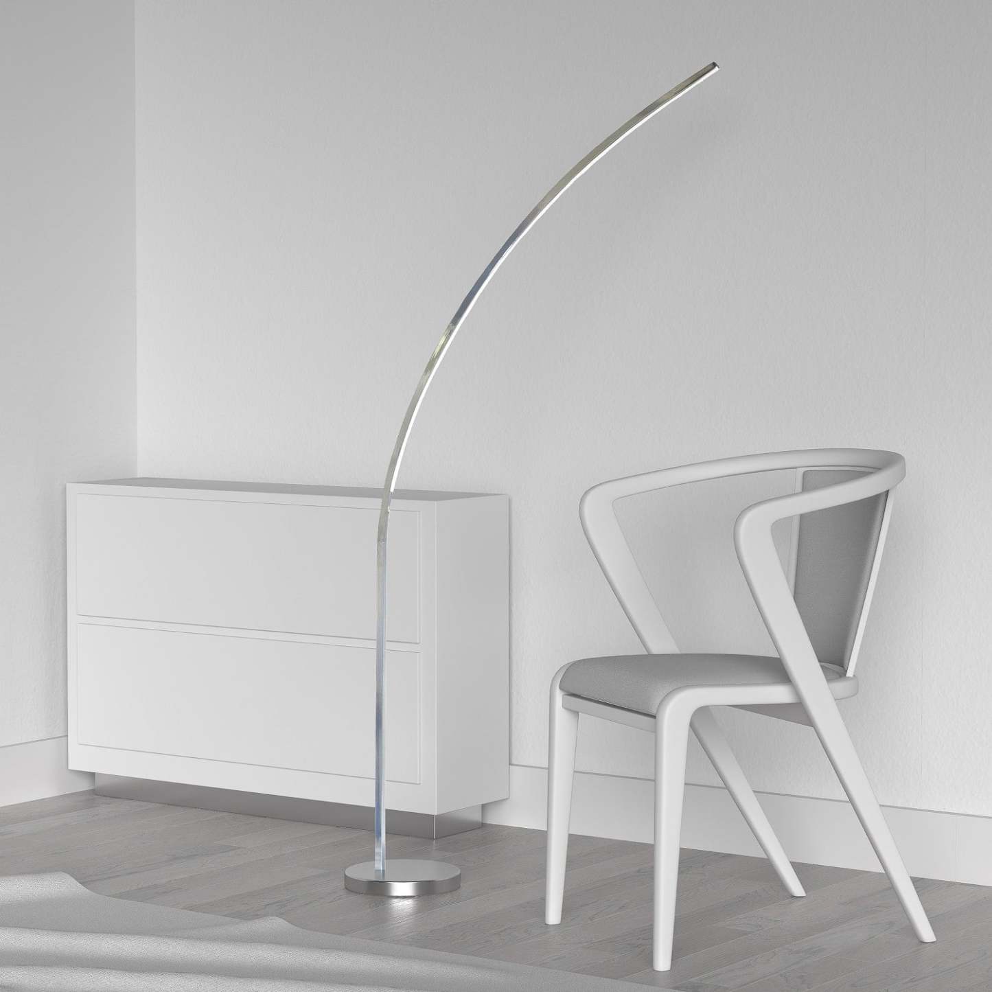 Dainolite Gentle Bend LED Floor Lamp 22w Polished Chrome Finish|Lampe à pied Gentle Bend de Dainolite avec fini chromé poli et ampoule à DEL de 22 W
