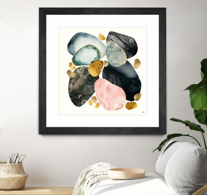 Pebble Abstract Matted and Framed Black 36x36 Wall Art|Œuvre d'art murale encadrée noire et mate « Pebble Abstract » 36 x 36