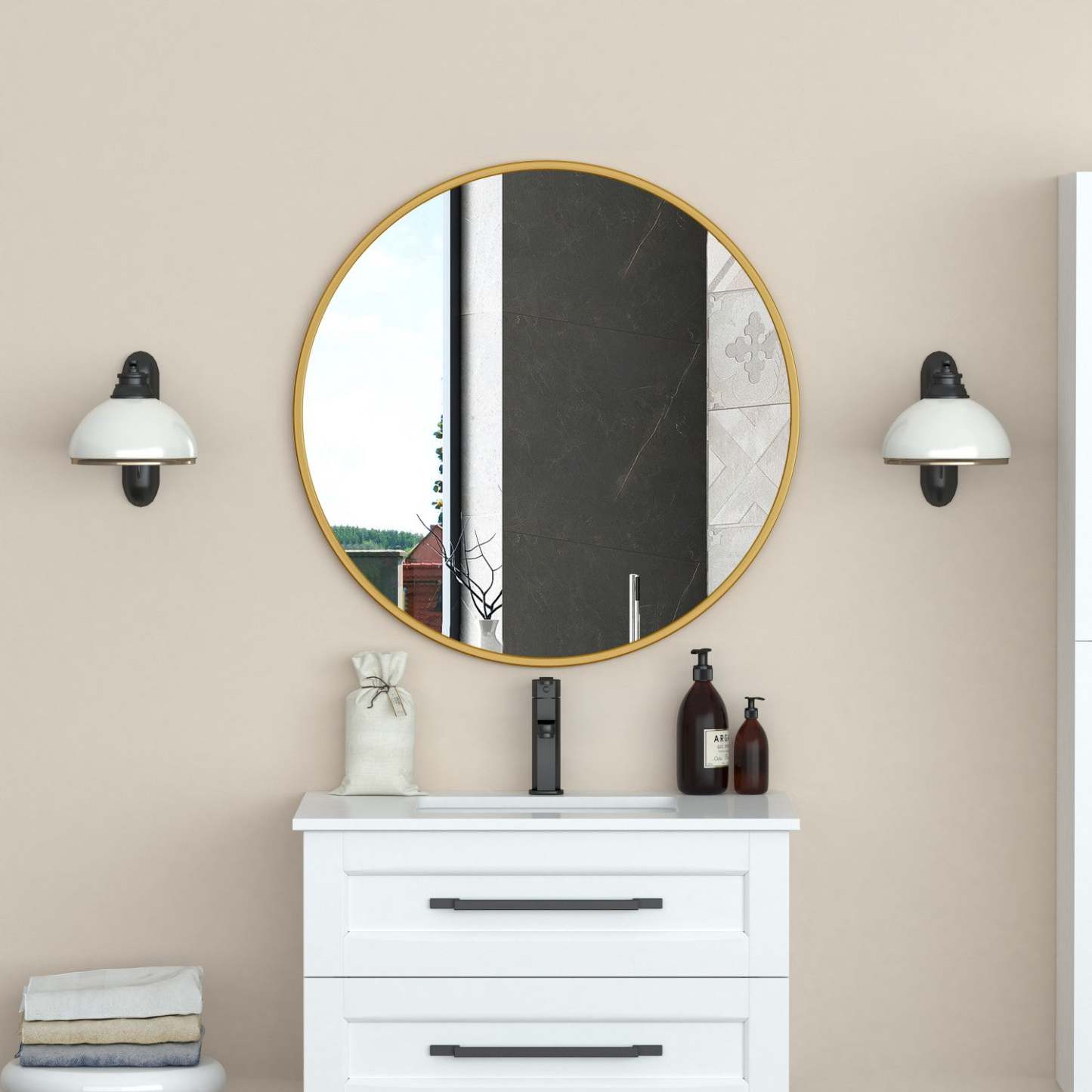 Miroir Halpert Gold 32|Miroir Halpert de 32 po doré