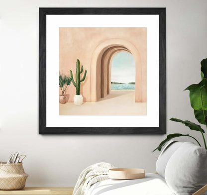 Coastal Arch Matted and Framed Black 36x36 Wall Art|Œuvre d'art murale encadrée noire et mate « Coastal Arch » 36 x 36