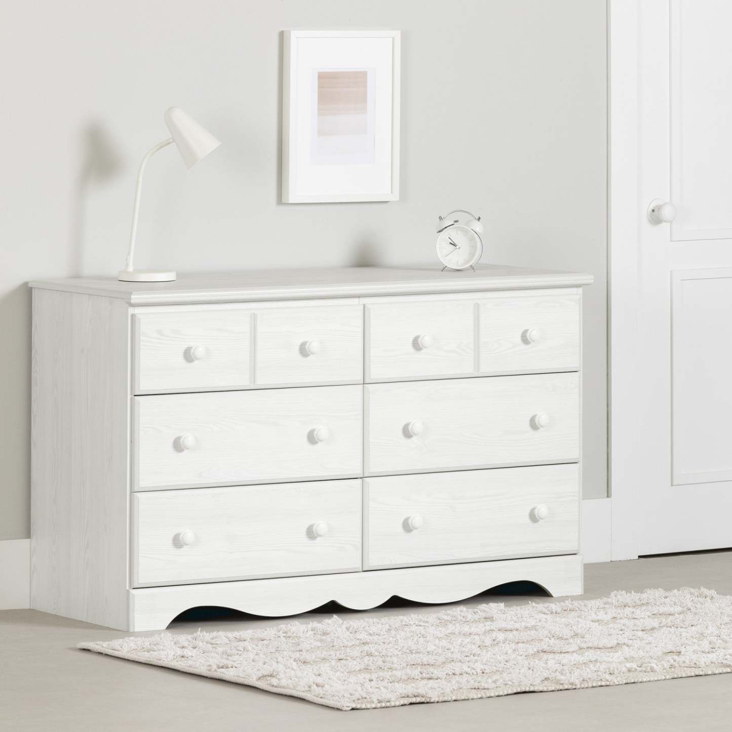 Commode 6 tiroirs Summer Breeze - Pin blanc|Commode Summer Breeze à 6 tiroirs - pin blanc