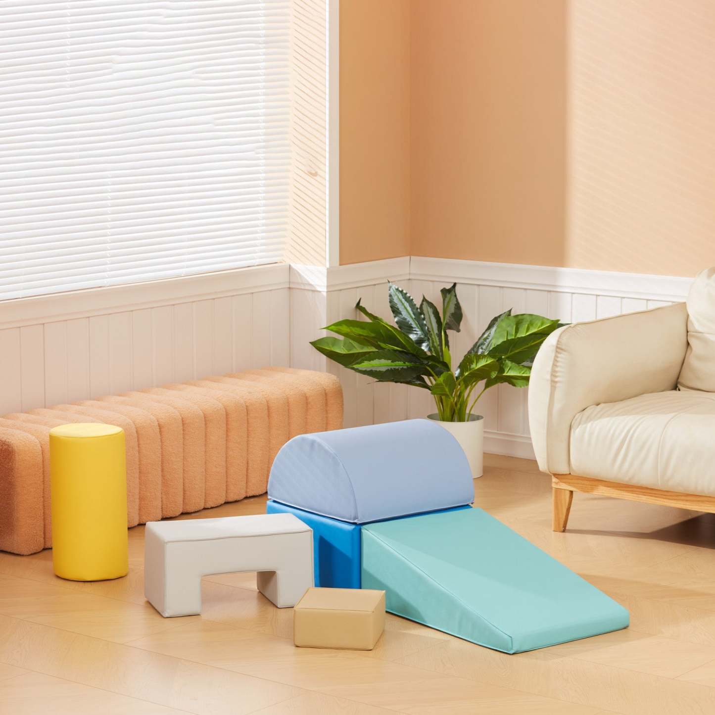 Qaba Jouets D'escalade Pour Tout-petits, 6 Pièces, Équipement De Jeu Doux Pour Enfants, Blocs D'escalade