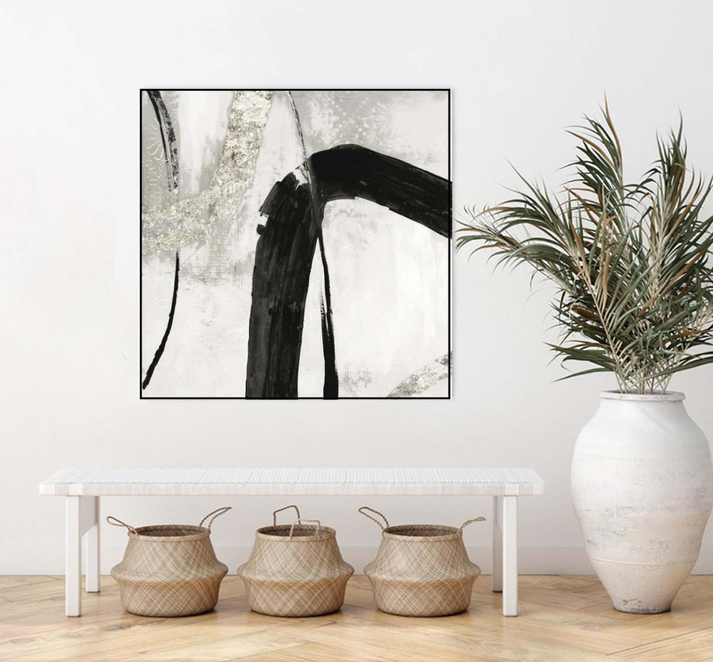 Black Ink Ii Canvas Framed Black 20x20 Wall Art|Œuvre d'art murale sur toile encadrée noire « Black Ink Ii » 20 x 20