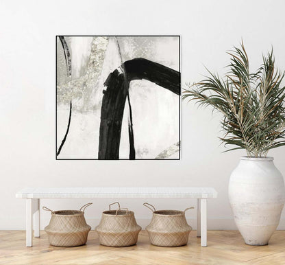 Black Ink Ii Canvas Framed Black 20x20 Wall Art|Œuvre d'art murale sur toile encadrée noire « Black Ink Ii » 20 x 20