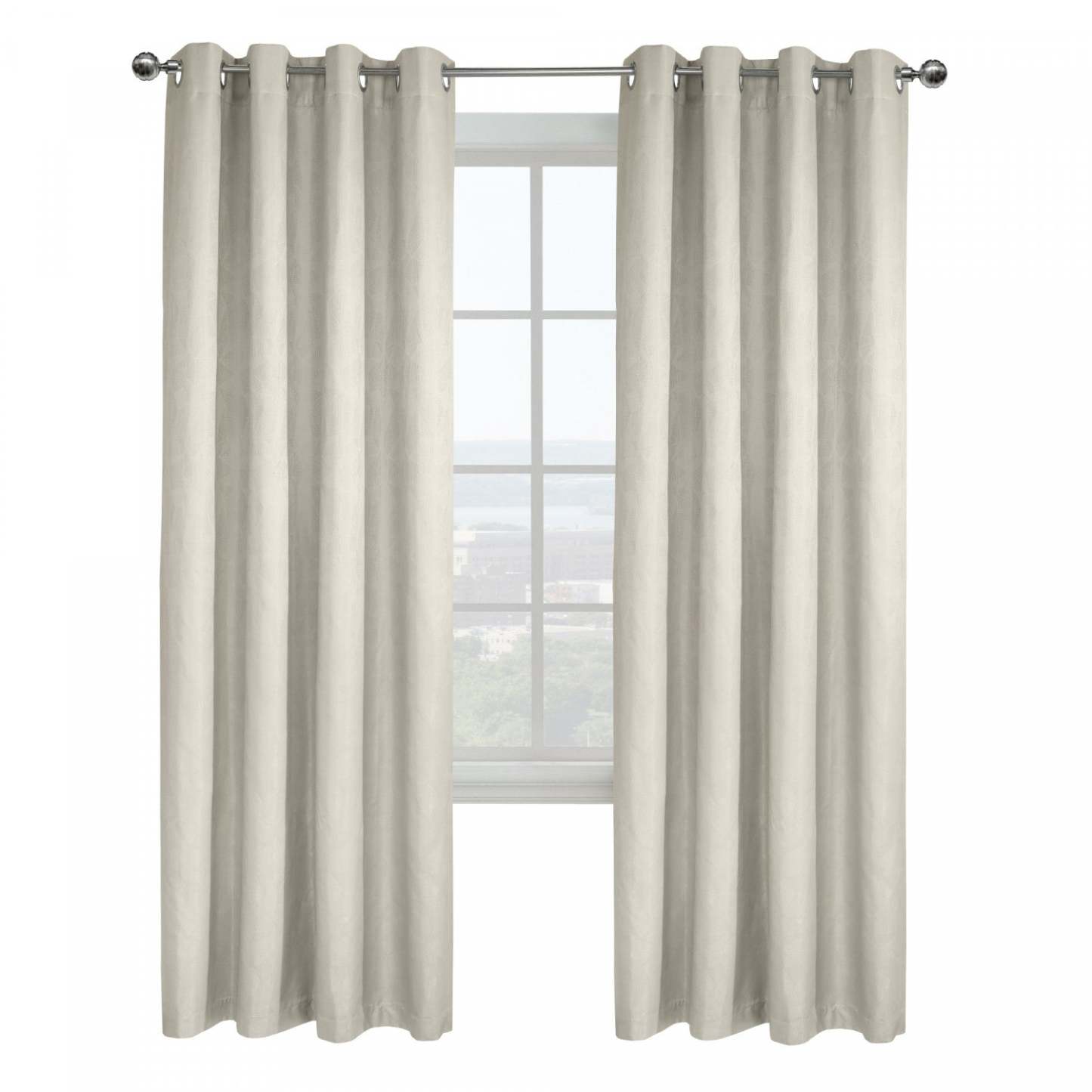 Thermaplus Ethan White Blackout Grommet Curtain Panel - 52 x 84|Panneau de rideau coupe-lumière à œillets Ethan blanc de Thermaplus - 52 x 84