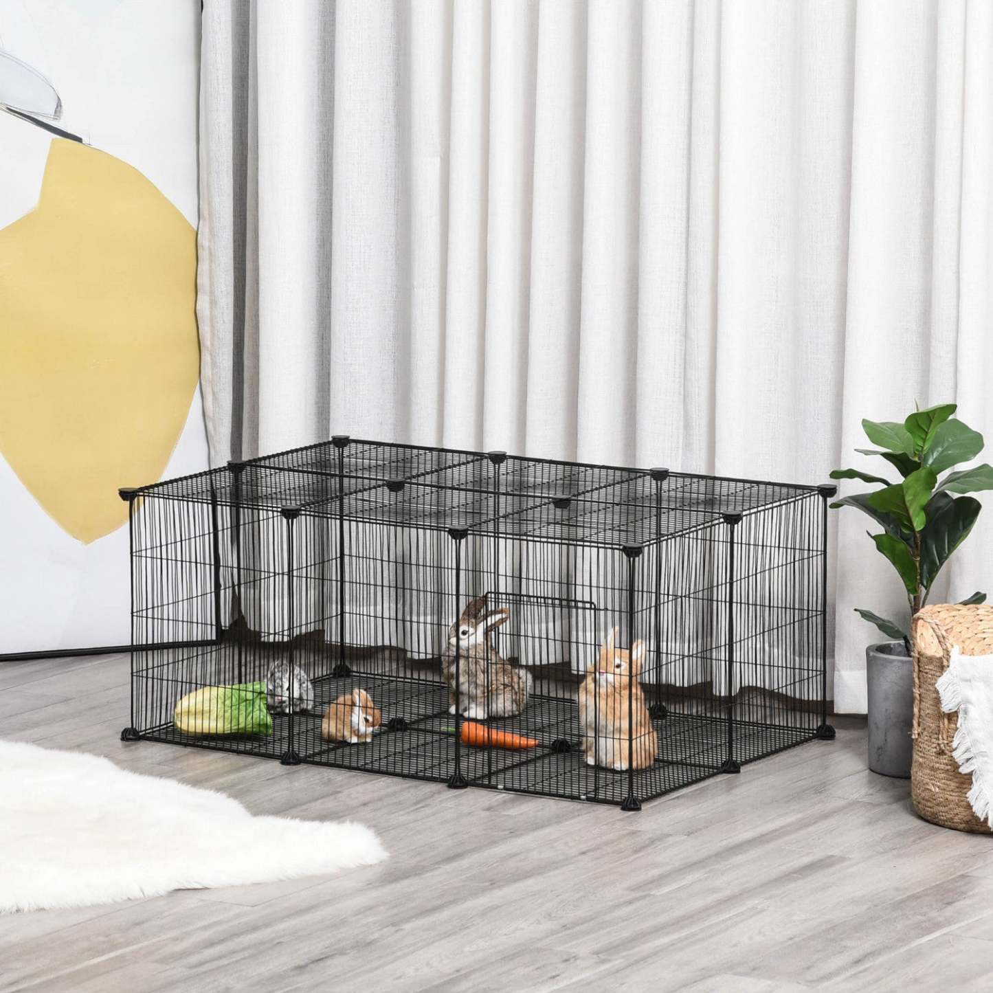 Pawhut Parc Pour Petits Animaux Cage Pour Petits Animaux 22 Panneaux Clôture De Jardin Portable En F
