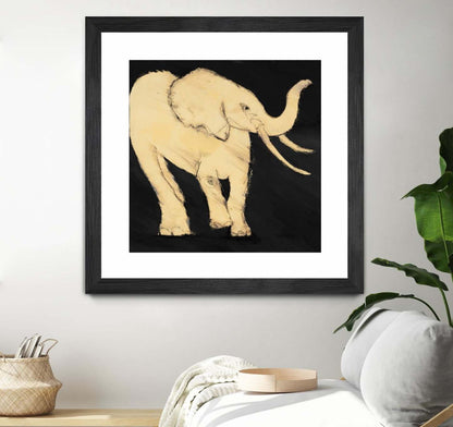 Baby Elephant Matted and Framed Black 36x36 Wall Art|Œuvre d’art murale encadrée noire et mate « Baby Elephant » 36 x 36