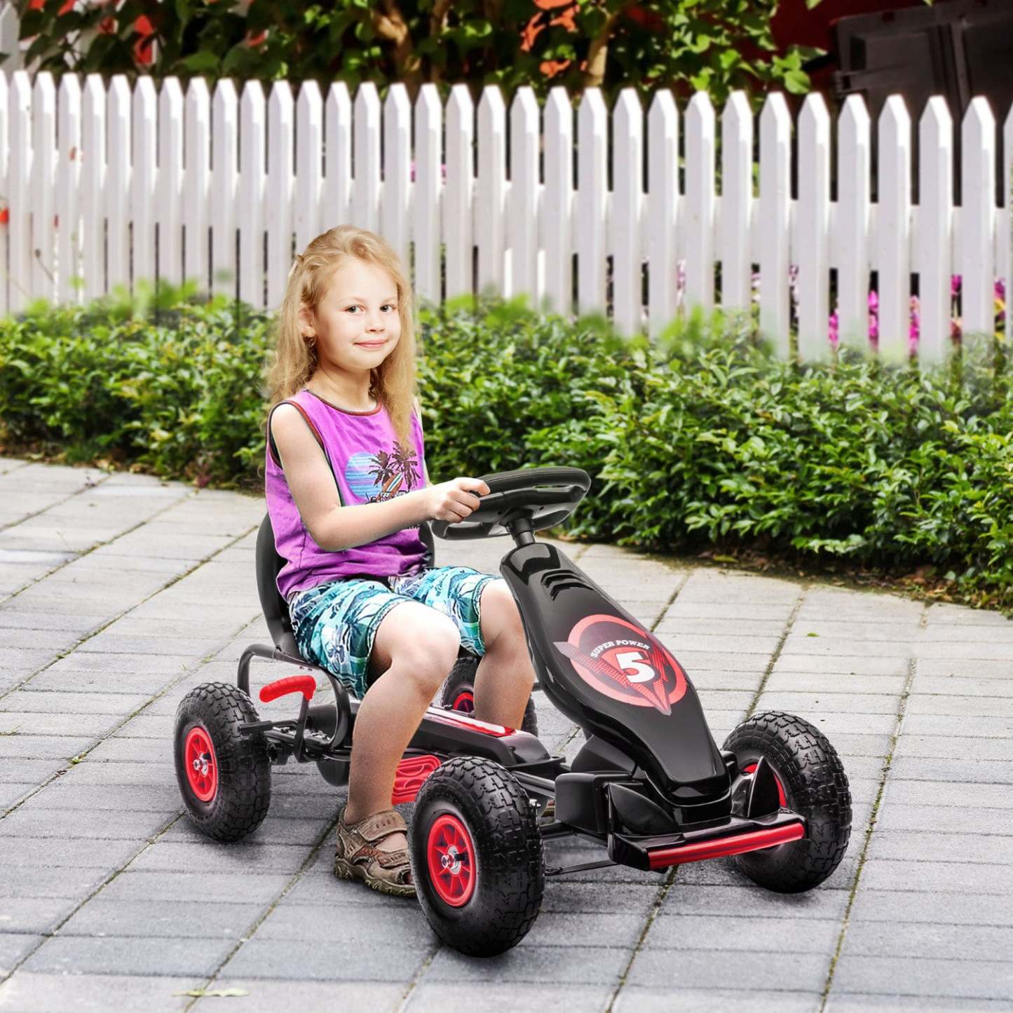 Aosom Kids Pedal Go Kart, Ride On Toys For Boys Girls With Ergonomique Réglable Seat, Rubber Wheels |Aosom Go Kart A Pédales Pour Enfants, Jouets À Enfourcher Pour Garçons Et Filles Avec Siège Ergonomique