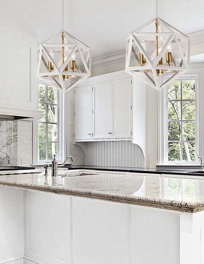 Dainolite Archello 3 Light Chandelier Matte White Vintage Bronze Accents Lamp|Lustre Archello de Dainolite à fini blanc mat avec touches bronze rétro et 3 ampoules