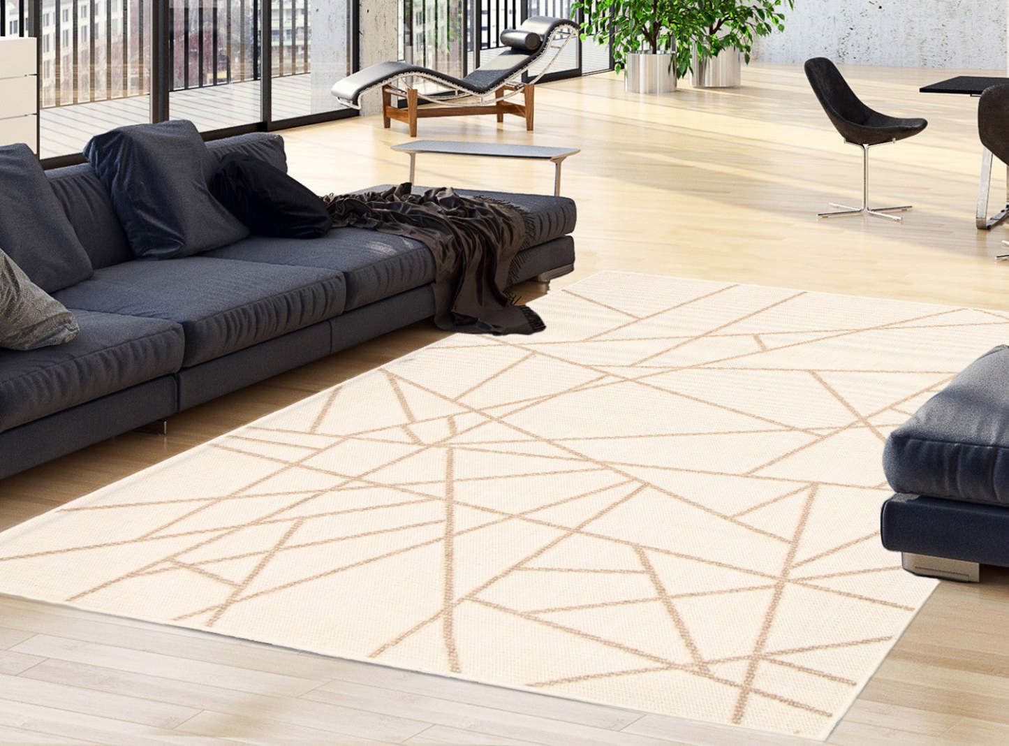 Sadie Abstract Champagne-Taupe Area Rug - 5'3 x 7'7|Carpette Sadie Abstract champagne taupe - 5 pi 3 po x 7 pi 7 po| D28MMRLH