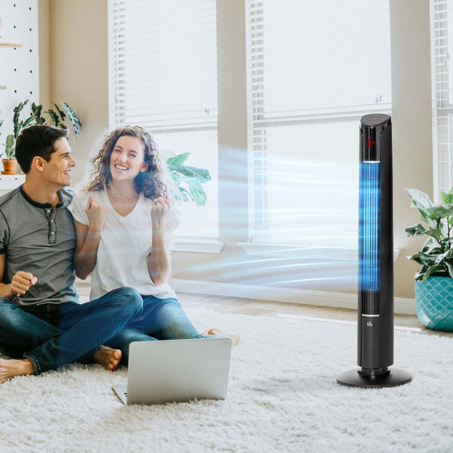 Homcom 42 Tower Fan With 4 Wind Modes And 3 Speeds|Homcom Ventilateur Tour De 42 Avec 4 Modes De Vent Et 3 Vitesses