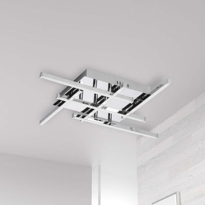 Dainolite Summit LED Flush Mount 20w Polished Chrome White Acrylic Diffuser Lamp|Plafonnier affleuré Summit de Dainolite en acrylique blanc qui diffuse la lumière, avec fini chromé poli et ampoule à DEL de 20 W