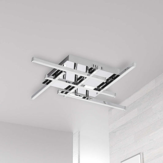 Dainolite Summit LED Flush Mount 20w Polished Chrome White Acrylic Diffuser Lamp|Plafonnier affleuré Summit de Dainolite en acrylique blanc qui diffuse la lumière, avec fini chromé poli et ampoule à DEL de 20 W