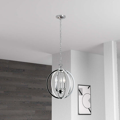 Dainolite Karland 3 Light Chandelier Crystal Studded Banding Polished Chrome Finish Lamp|Lustre Karland de Dainolite avec bande cloutée de cristaux, fini chromé poli et 3 ampoules