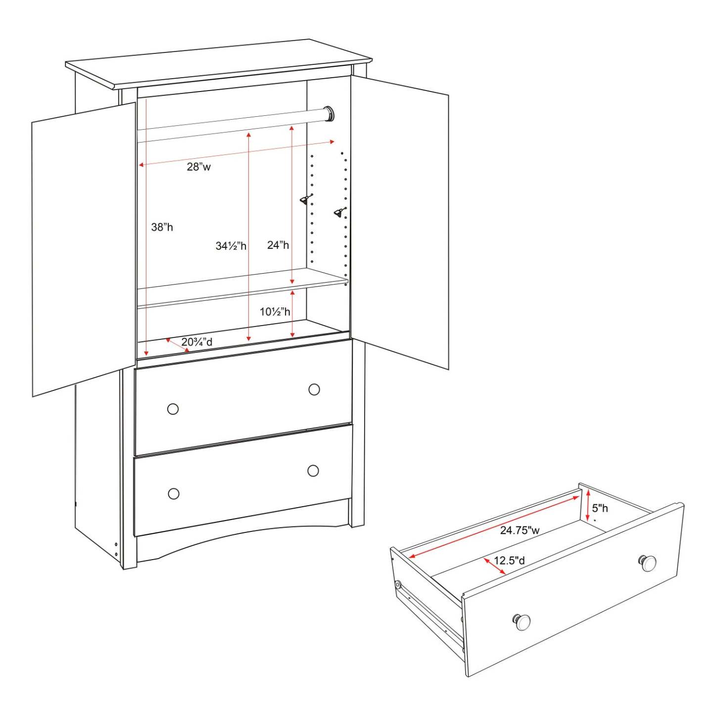 Armoires Sonoma à 2 portes - Noir | Sonoma Armoires A 2 Portes – Noir
