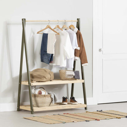Sweedi Kids Wooden Clothes Rack - Olive Green|Portant à vêtements Sweedi en bois pour enfants - vert olive