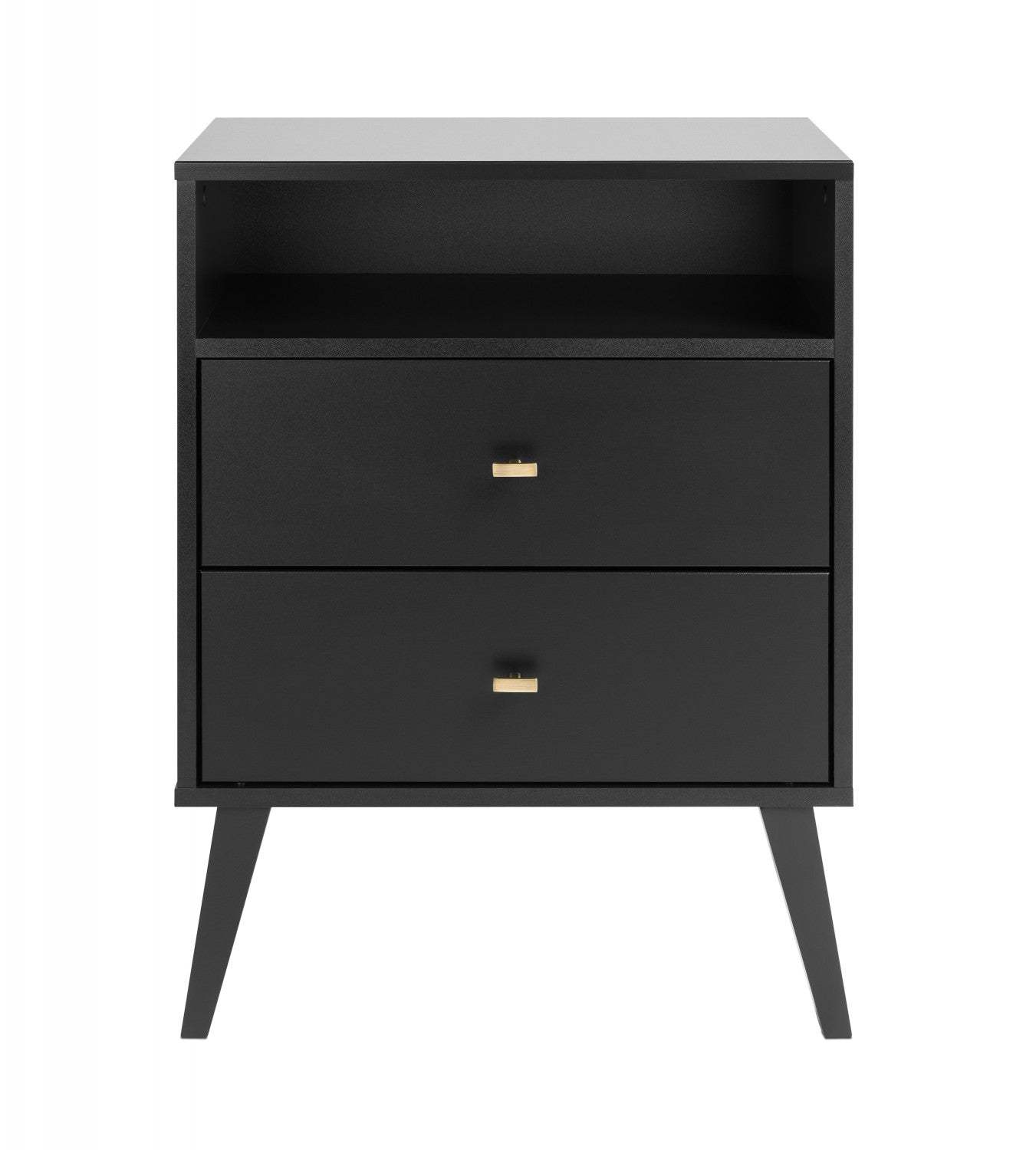 Milo 2-Drawer Tall Nightstand - Black|Table de nuit haute Milo à 2 tiroirs - noire