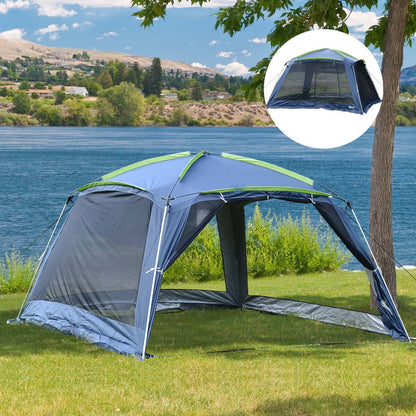 Outsunny 12' X12' X 7' 5-8 Personnes Tente De Camping En Plein Air Portable Abri Résistant À L'Eau Rand
