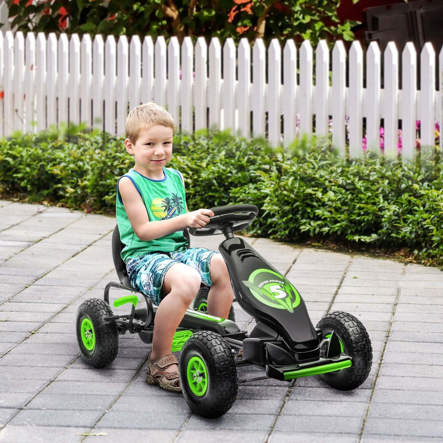 Aosom Go Kart à Pédales Pour Enfants, Jouets À Enfourcher Pour Garçons Et Filles Avec Siège Ergonomique Ajustable, Roues En Caoutchouc