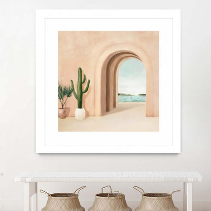 Coastal Arch Matted and Framed White 36x36 Wall Art|Œuvre d'art murale encadrée blanche et mate « Coastal Arch » 36 x 36