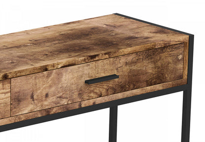 Table console moderne de 48" avec 2 tiroirs - Bois de récupération marron avec métal noir | Console moderne de 48 po avec 2 tiroirs - bois recyclé brun avec métal noir