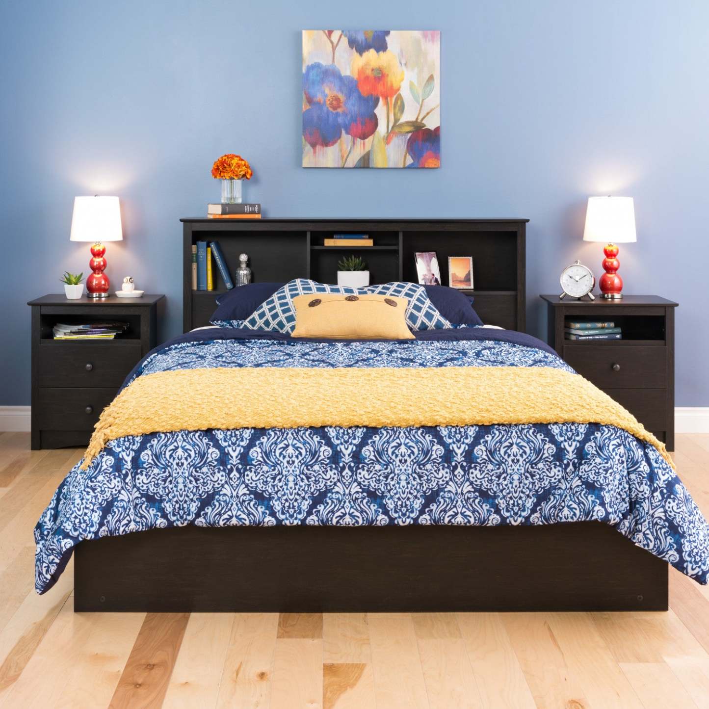 Jade 2-Drawer Nightstand - Washed Black|Table de nuit Jade à 2 tiroirs - noir délavé