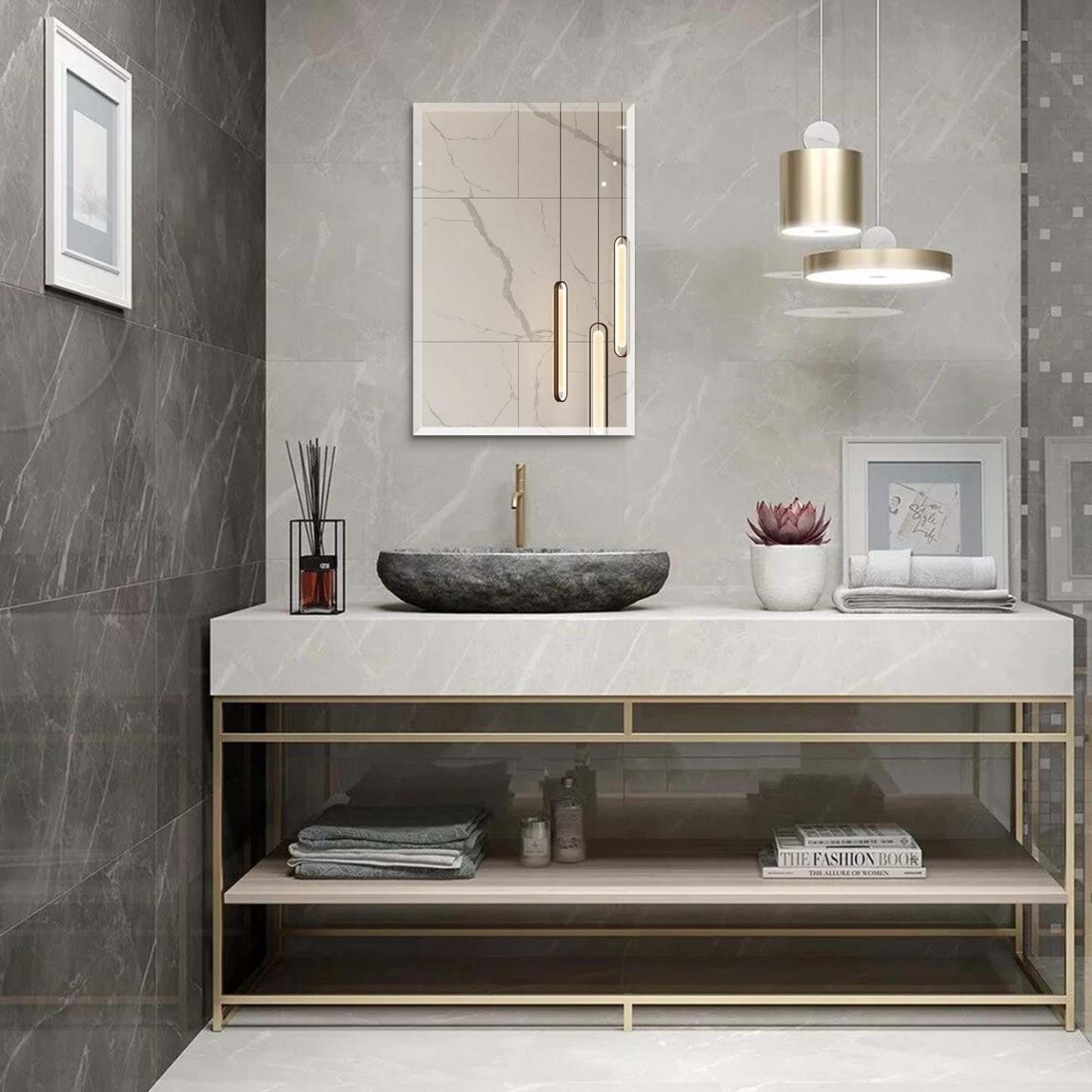 Arcus 20 X 30 Rectangular Frameless Beveled Mirror|Miroir rectangulaire Arcus 20 po x 30 po sans cadre avec bordure biseautée