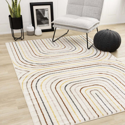 Tapis Marley multicolore double arc-en-ciel - 5'3 x 7'7|Tapis Marley multicolore à 2 arcs-en-ciel - 5 pi 3 po x 7 pi 7 po
