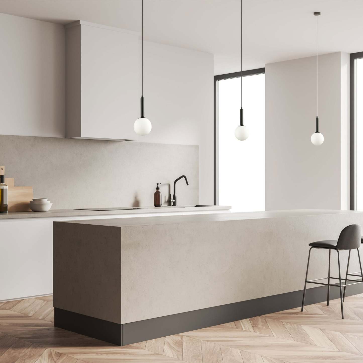 Dainolite Tara 1 Light Pendant Matte Black White Glass Lamp|Luminaire suspendu Tara de Dainolite en verre blanc, avec fini noir mat et 1 ampoule