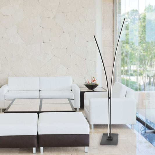 Dainolite Vincent Floor Lamp 34w Matte Black White Acrylic Diffuser|Lampe à pied Vincent de Dainolite en acrylique blanc qui diffuse la lumière, avec fini noir mat et ampoule de 34 W