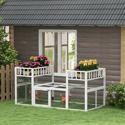 Pawhut Poulailler En Bois, 7,3' X 3,6', Design Combinable Avec Etageres De Rangement, Perchoirs Pour 2-4 Ch