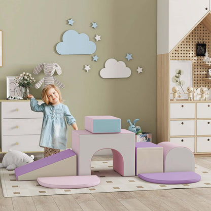 Qaba 7 pièces, jeu en mousse, escaliers et rampes pour enfants, logiciels éducatifs colorés, jouets