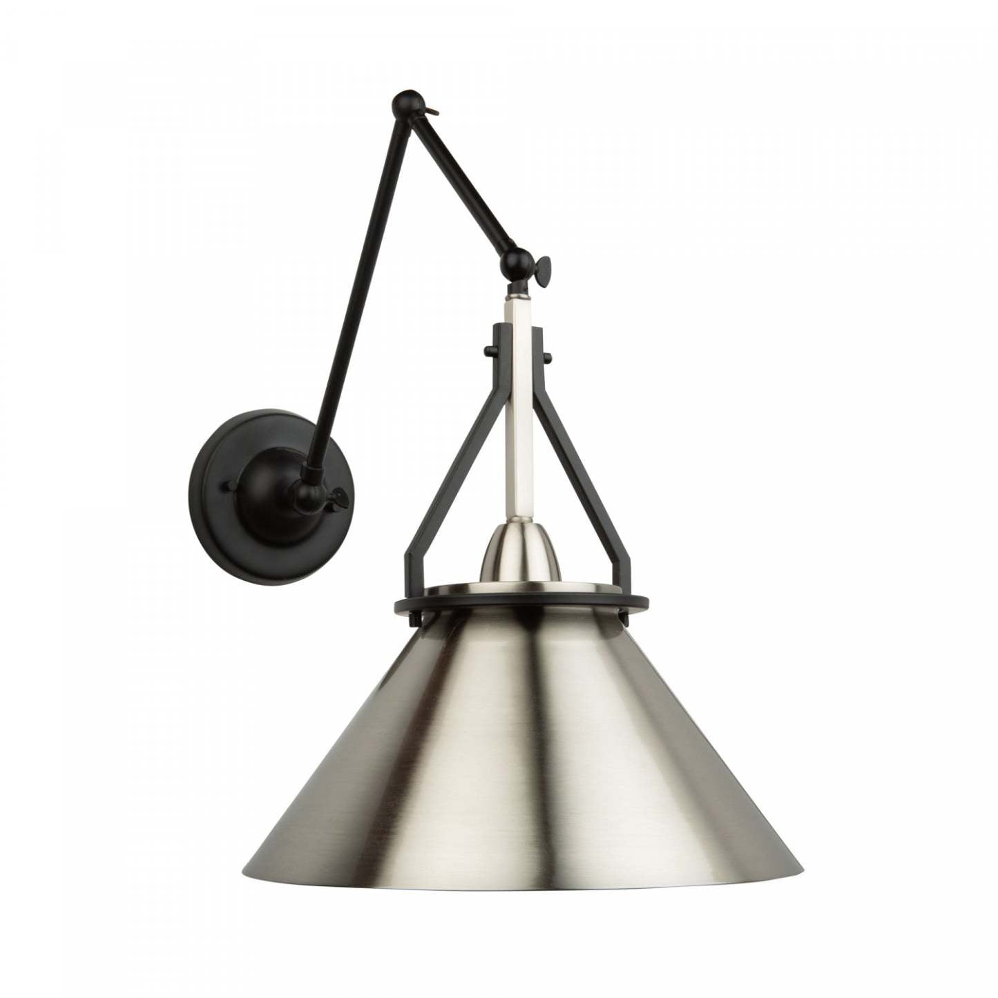 Brydon 1-Light Black Brushed Nickel Wall Sconce Pendant|Luminaire suspendu de style applique murale cylindrique Brydon nickel brossé à 1 ampoule|D06HSIR2