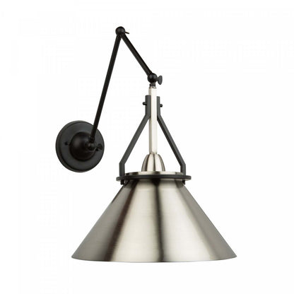 Brydon 1-Light Black Brushed Nickel Wall Sconce Pendant|Luminaire suspendu de style applique murale cylindrique Brydon nickel brossé à 1 ampoule|D06HSIR2