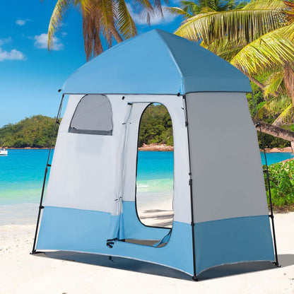 Outsunny Tente De Douche Pop Up, Abri D'intimité Portable Pour 2 Personnes, Cabine De Change Avec 2 Fenêtres, 3