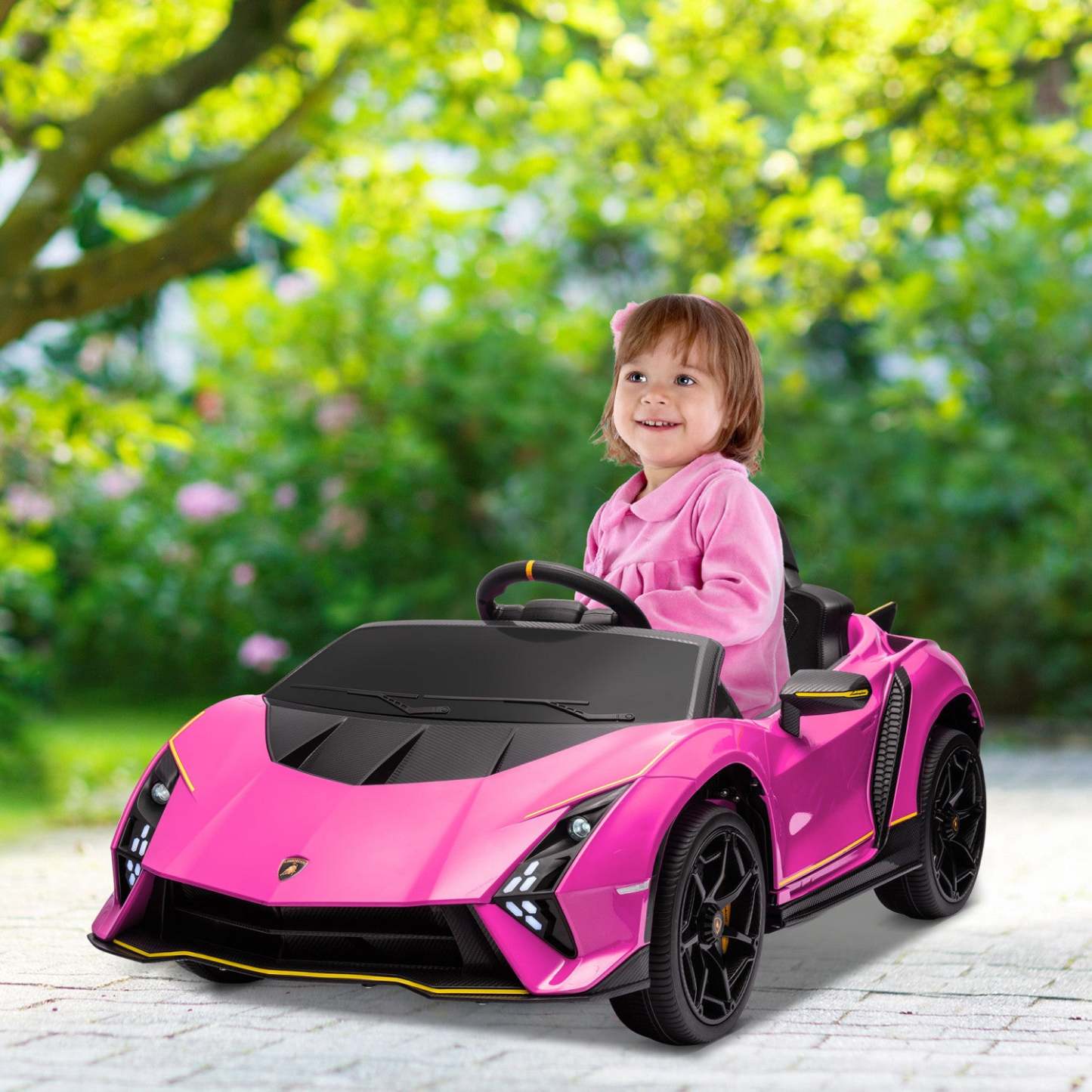 Qaba Voiture Electrique Pour Enfants 12 V, Alimentee Par Batterie, Lamborghini Autentica, Voiture Po