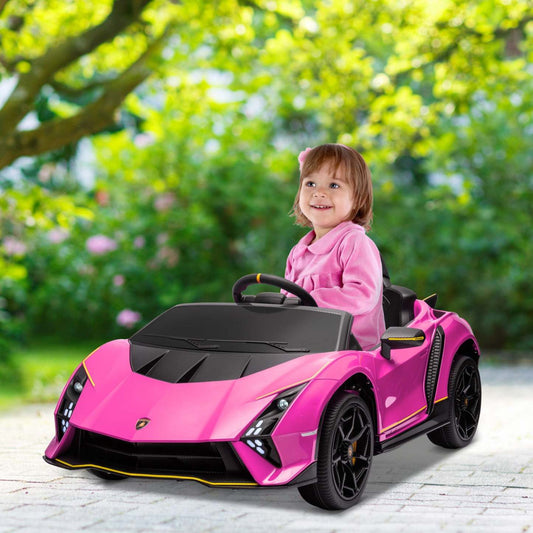 Qaba Voiture Electrique Pour Enfants 12 V, Alimentee Par Batterie, Lamborghini Autentica, Voiture Po
