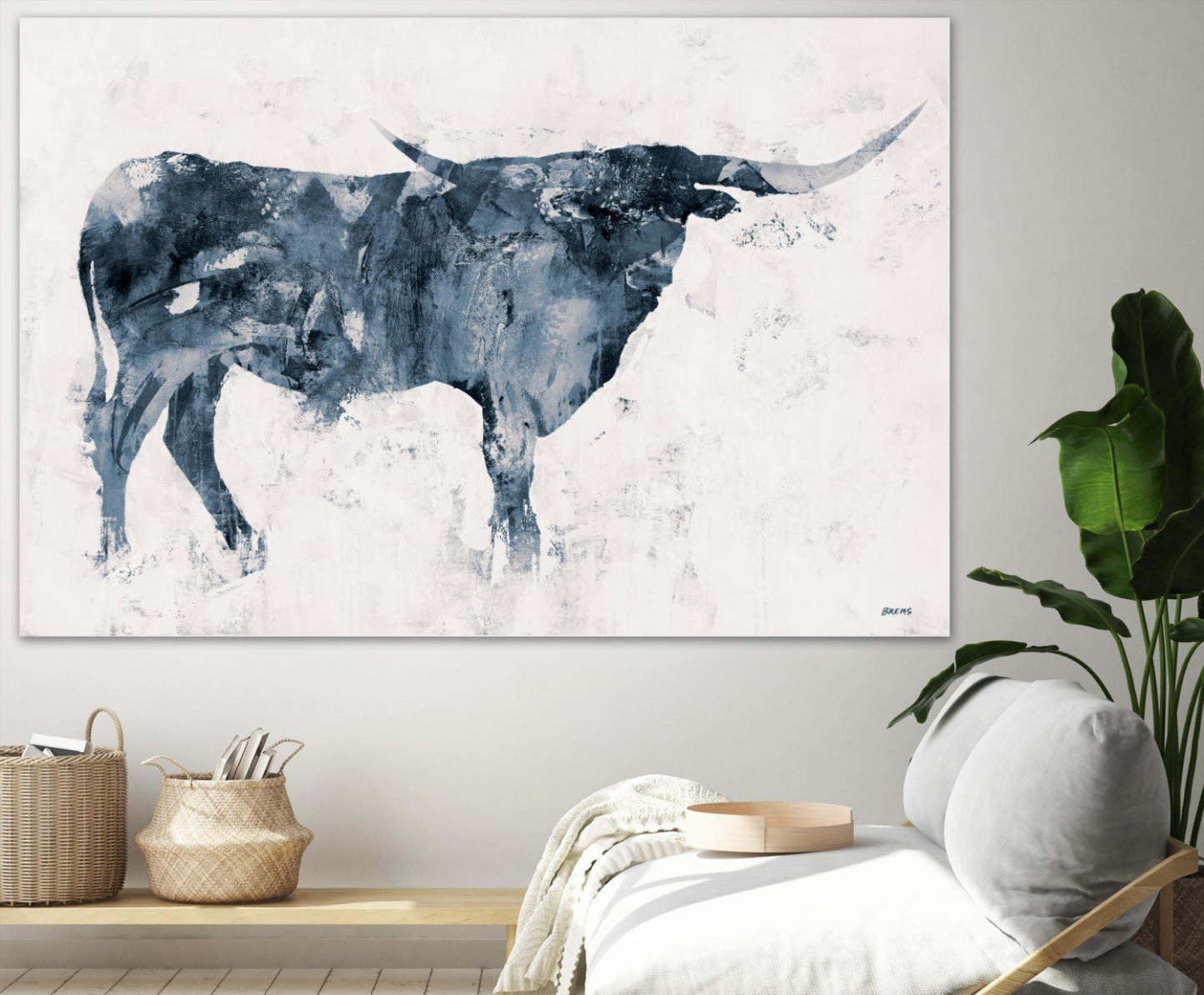 Œuvre d'art murale géante Longhorn V2 72x48