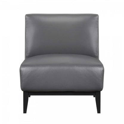 Chaise d'appoint Murdock Cuir gris foncé | Fauteuil D'appoint Murdock En Cuir Gris Fonce