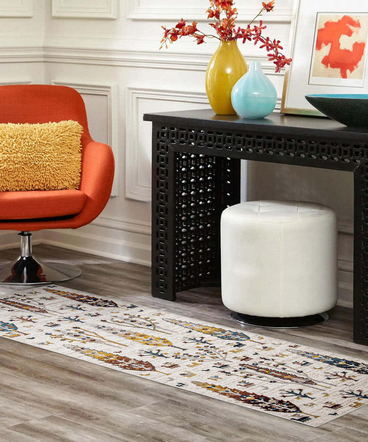 Tapis lavable en machine Pine Ivory - 2'6 x 8'0|Carpette Pine ivoire lavable à la machine - 2 pi 6 po x 8 pi 0 po|D86F76R7