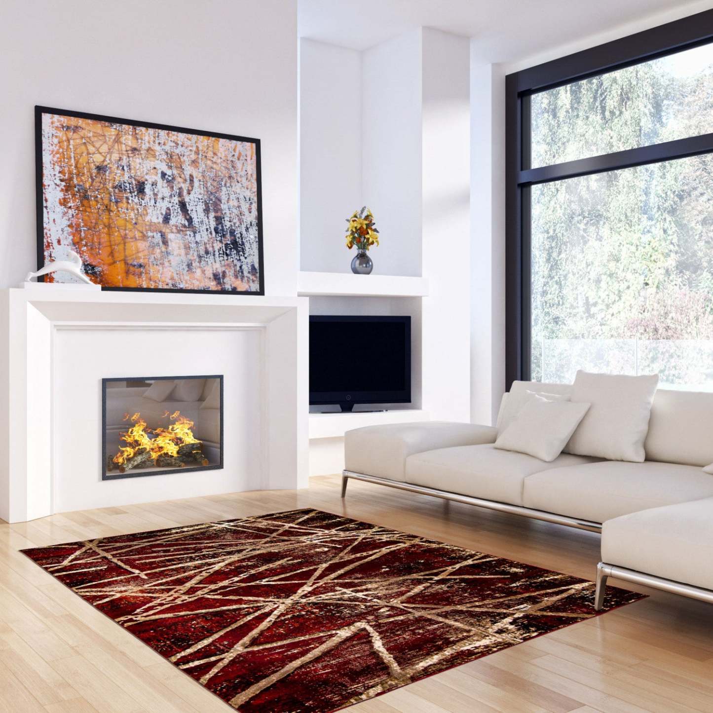 Carpette Cherokee rouge - 5 pi 3 po x 7 pi 3 po