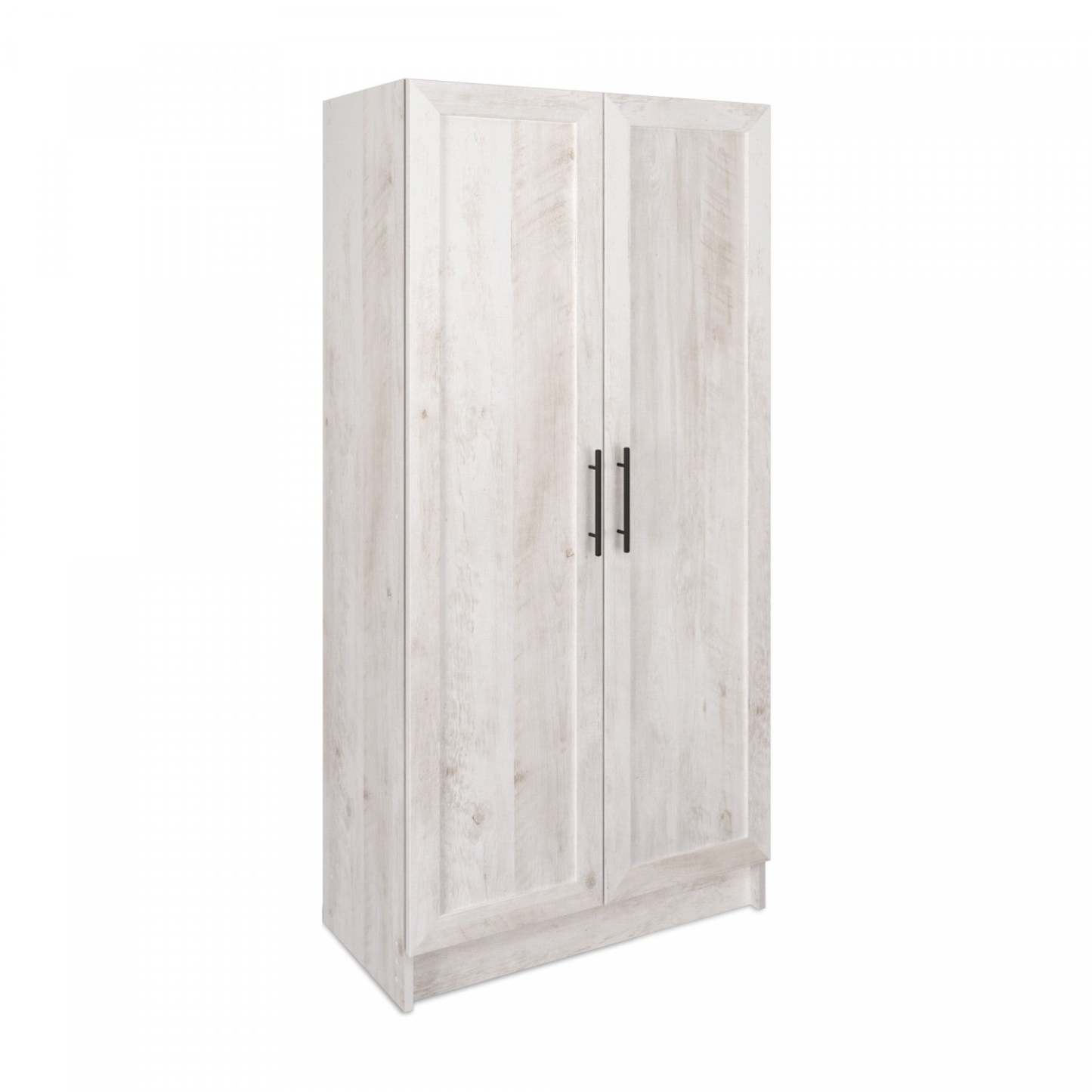 Armoire de rangement Elite Accent avec portes à panneaux et 3 tablettes - Blanc rustique |Armoire d'appoint de rangement Elite avec portes à panneaux et 3 tablettes - blanc rustique