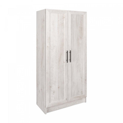 Armoire de rangement Elite Accent avec portes à panneaux et 3 tablettes - Blanc rustique |Armoire d'appoint de rangement Elite avec portes à panneaux et 3 tablettes - blanc rustique