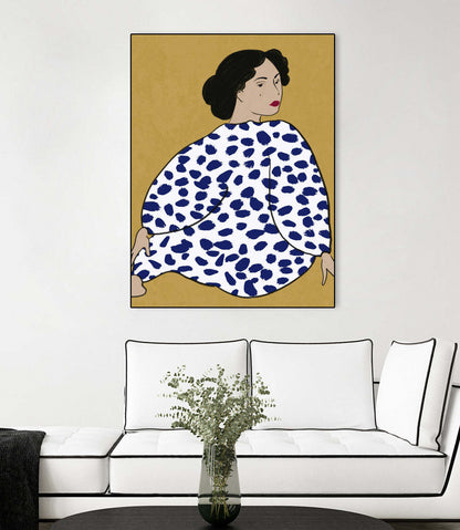 Œuvre d’art murale sur toile encadrée noire « Happy Girl » 24 x 32