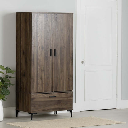 Armoire-penderie Musano avec portes et tiroirs - Noyer naturel | Musano Armoire Penderie Avec Portes Et Tiroir - Noyer Naturel