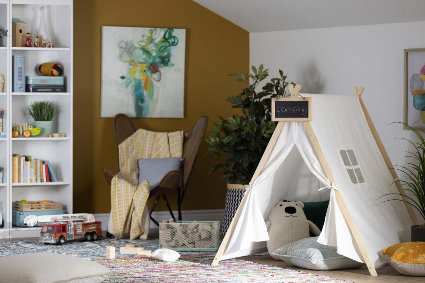 Sweedi Tente de jeu avec tableau - Blanc et Naturel | Sweedi Play Tent With Chalkboard - White and Natural | D83GB966